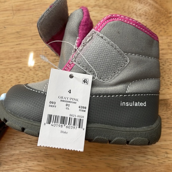 NWT Gray pink little girl baby boots - Picture 5 of 8